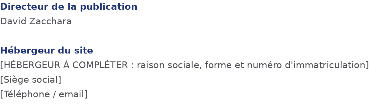 Directeur de la publication et hébergeur du site